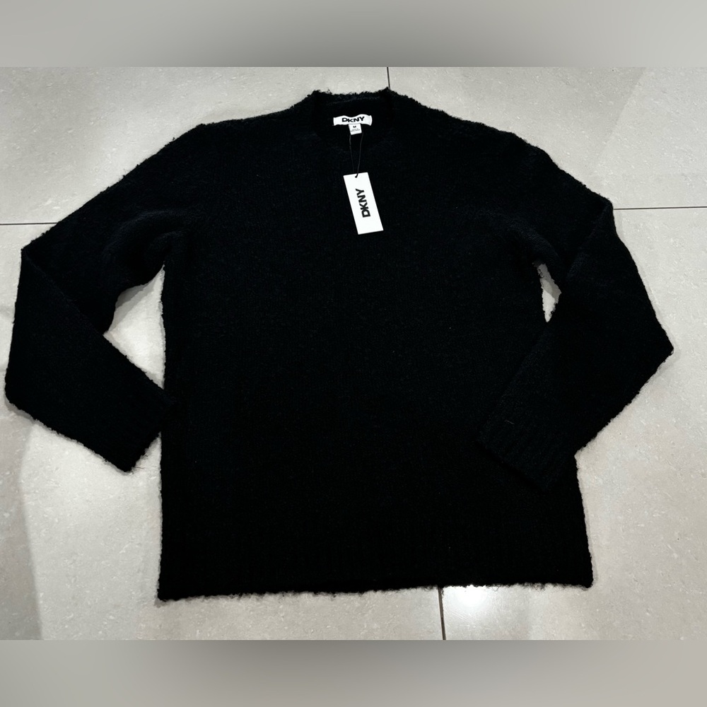 DKNY Men’s Black Crewneck Mohair-Texture Sweater